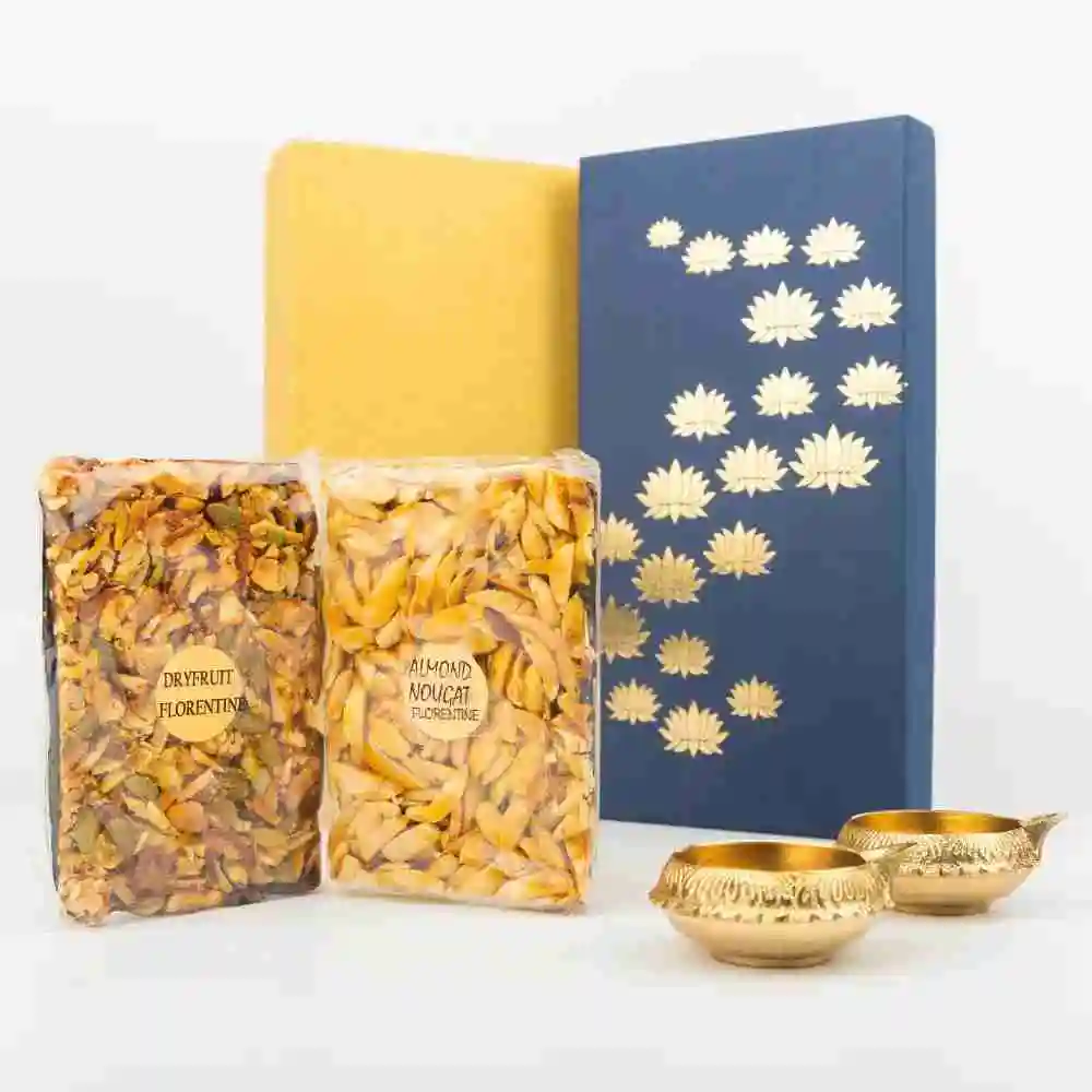Get Dry Fruit Delicacy & Brass Diya Hamper for Diwali